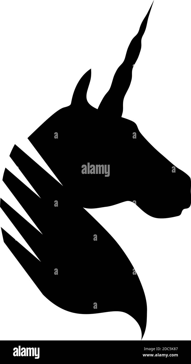 Creative logo of unicorn. Vector silhouette, isolated illustration Stock Vector