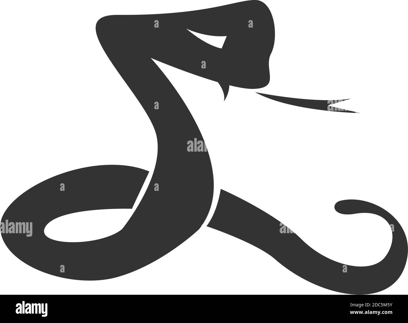 Creative logo of abstract standing snake. Vector silhouette, isolated ...