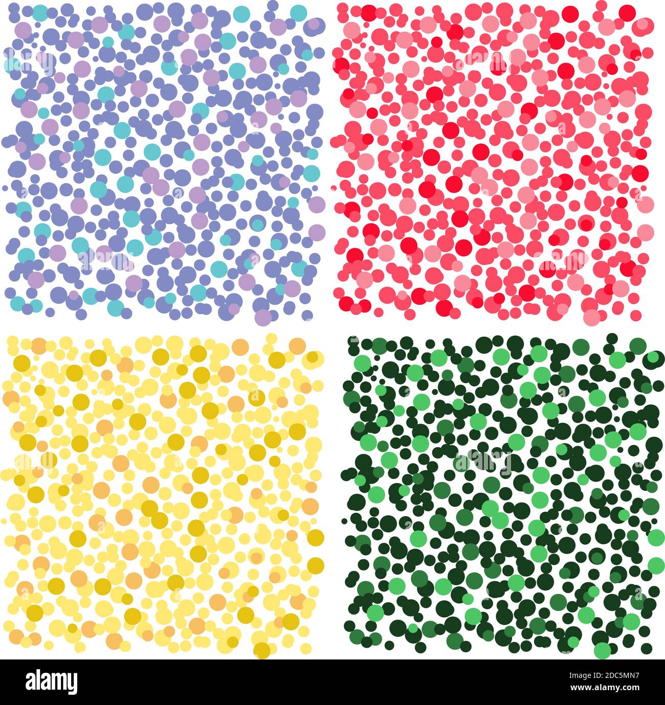 Set of spotted backgrounds colored on red, pink, blue, green, gold Stock Vector