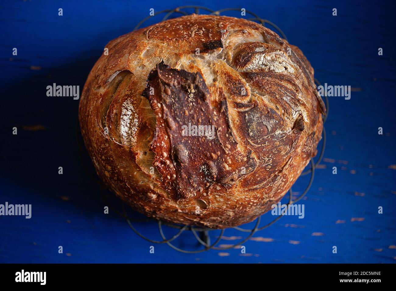 Freshly baked sourdough loaf Stock Photo