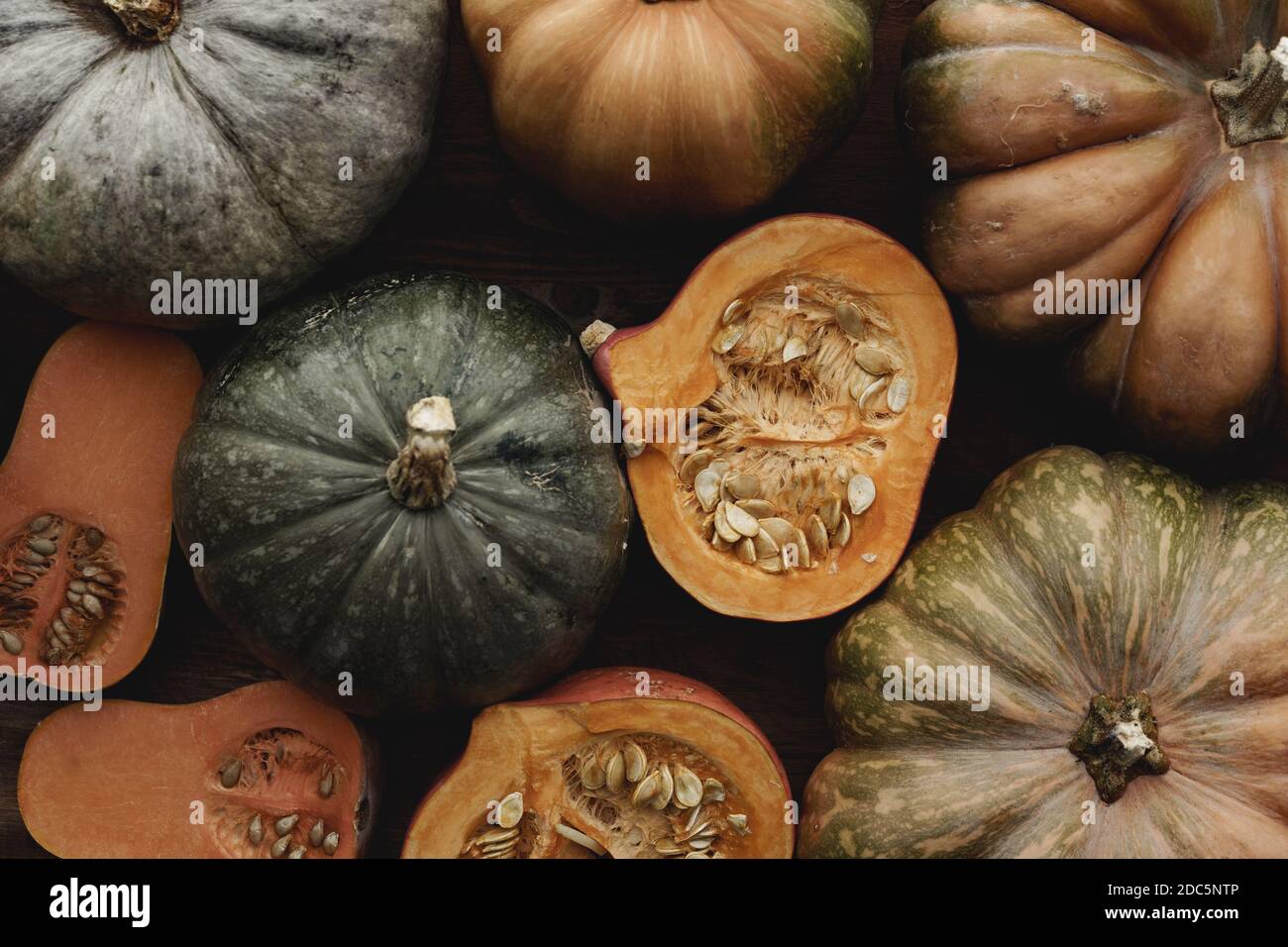 Toned autumn background with pile of pumpkins Stock Photo - Alamy