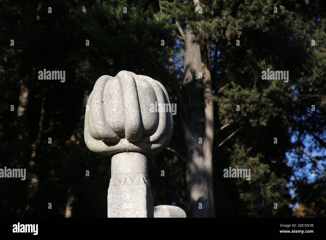 The Ottoman historic old tombstones in the Eyup cemetery, Istanbul, Turkey. Historic headstone in istanbul Stock Photo