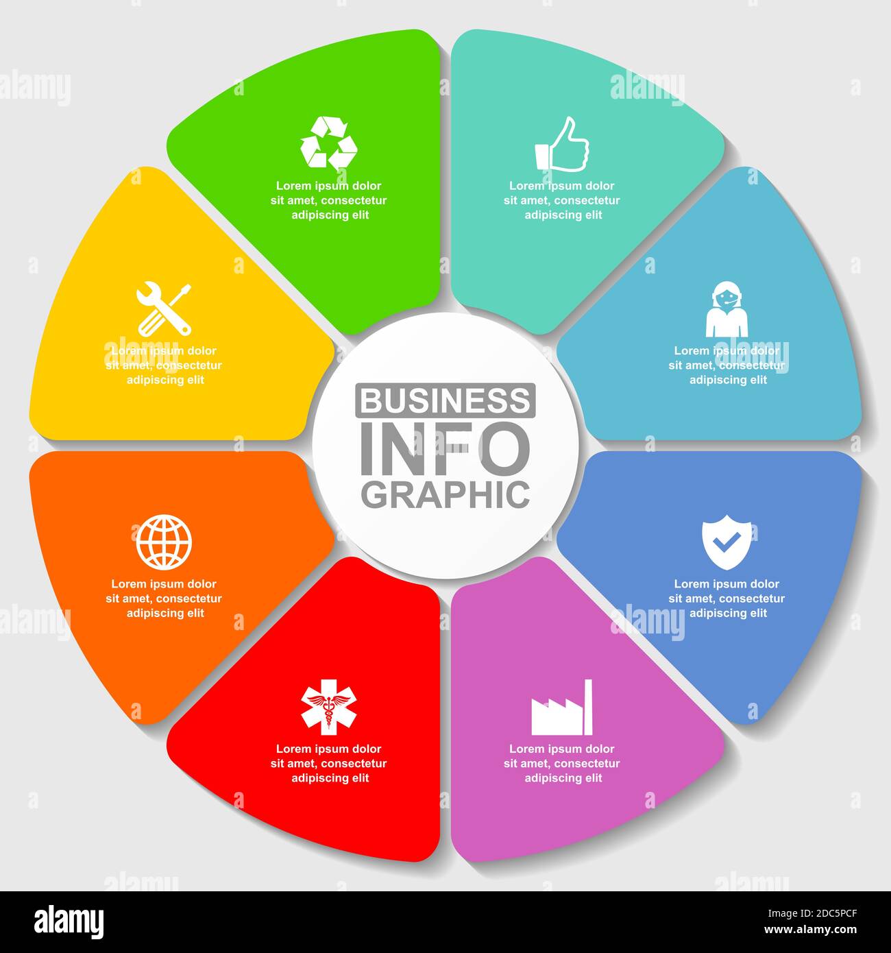 Business infographic vector template with 8 options Stock Vector