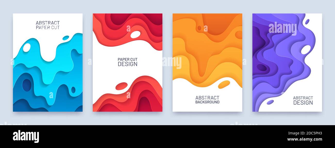Abstract Paper Cut Cover. Layer Wavy Shapes 3D Pattern. Red, Blue And  Orange Flyer Or Banner Template In Carving Art Style. Curve Vector Set  Stock Vector Image & Art - Alamy