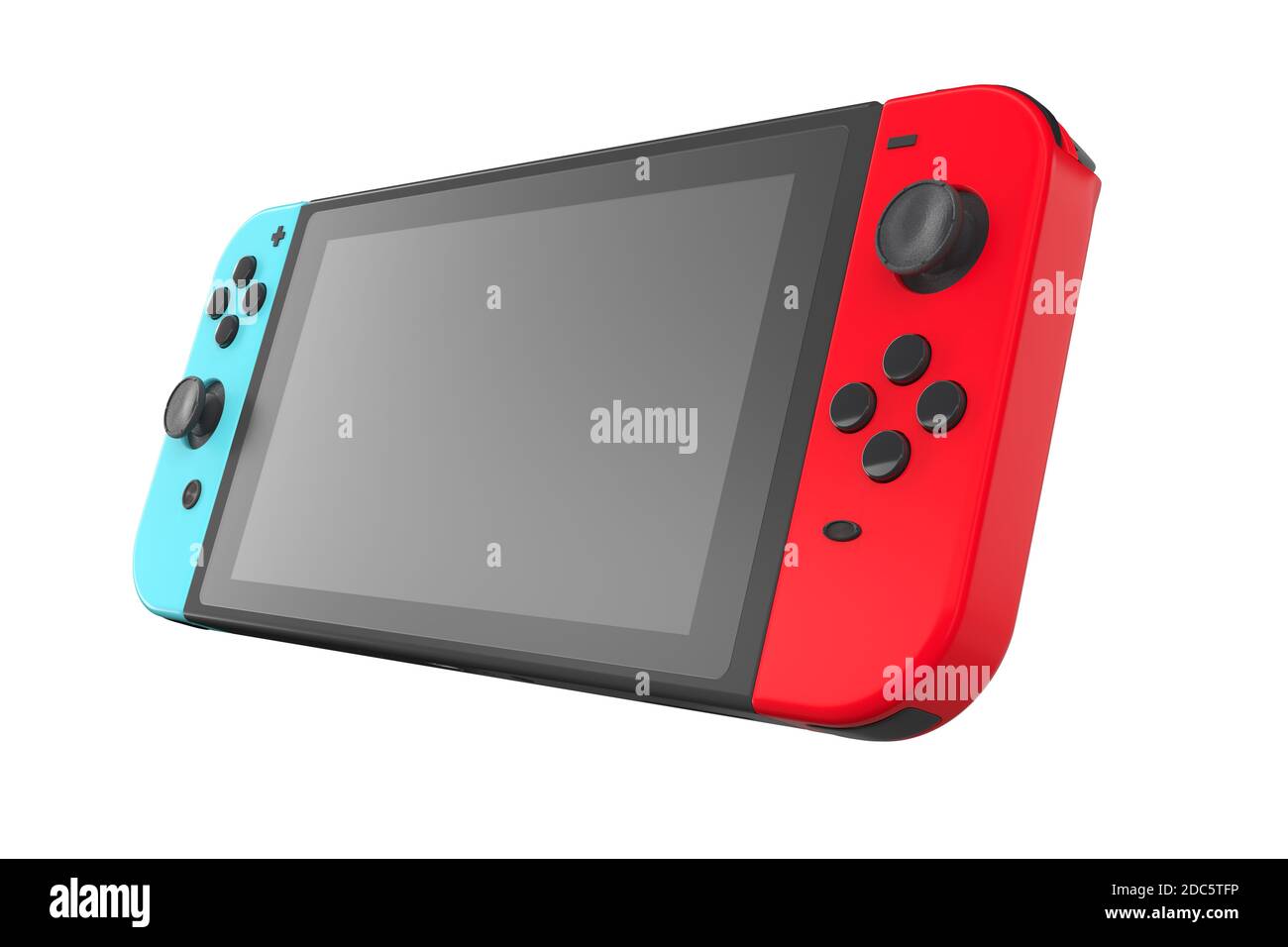 Realistic video game controllers attached to touch screen isolated on