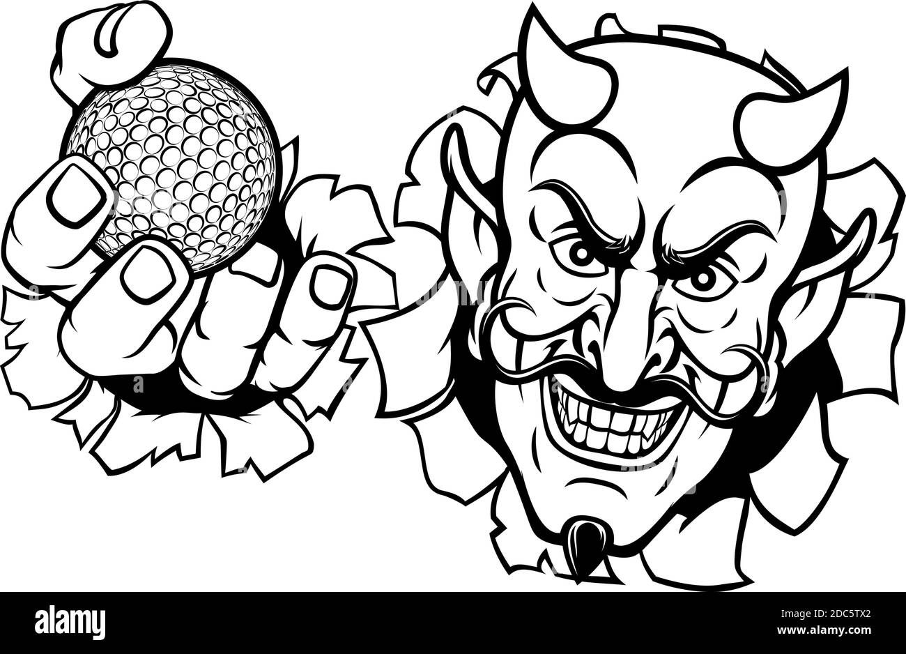 Devil Satan Golf Ball Sports Mascot Cartoon Stock Vector Image & Art