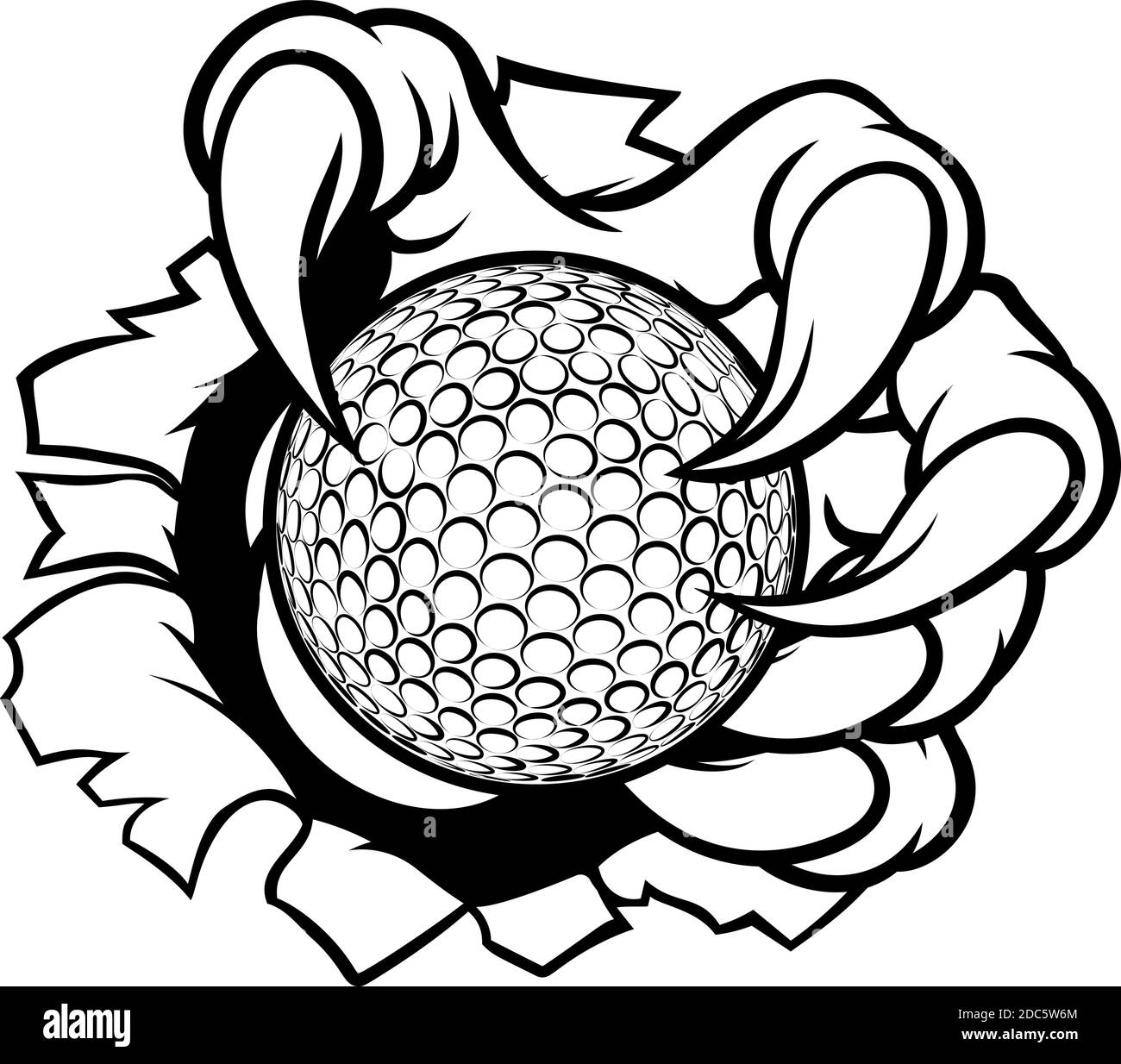 Golf Ball Claw Monster Sports Hand Stock Vector