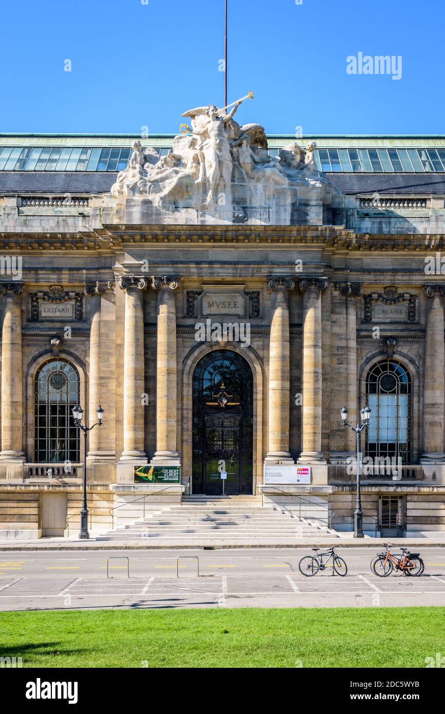 Front view of the entrance of the Museum of Art and History in Geneva on a sunny summer morning. Stock Photo