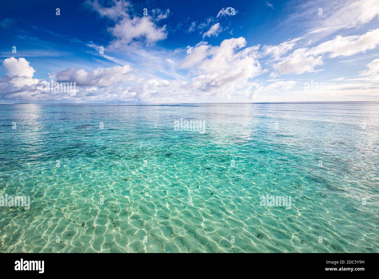 Relaxing seascape with wide horizon of the sky and the sea. Tropical