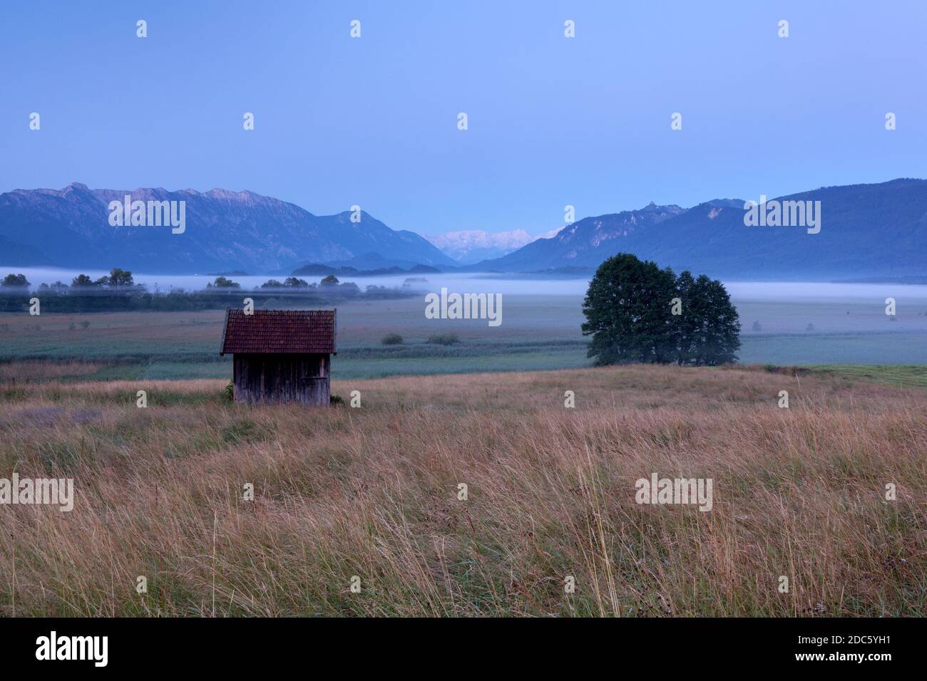 geography / travel, Germany, Bavaria, Murnau at Staffelsee, Murnauer Moos with Ester Mountains, Wetter, Additional-Rights-Clearance-Info-Not-Available Stock Photo