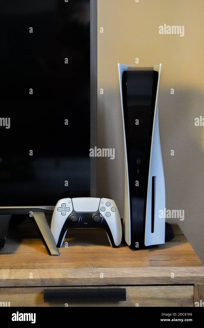 Playstation 5 PS5 in home set up Stock Photo - Alamy
