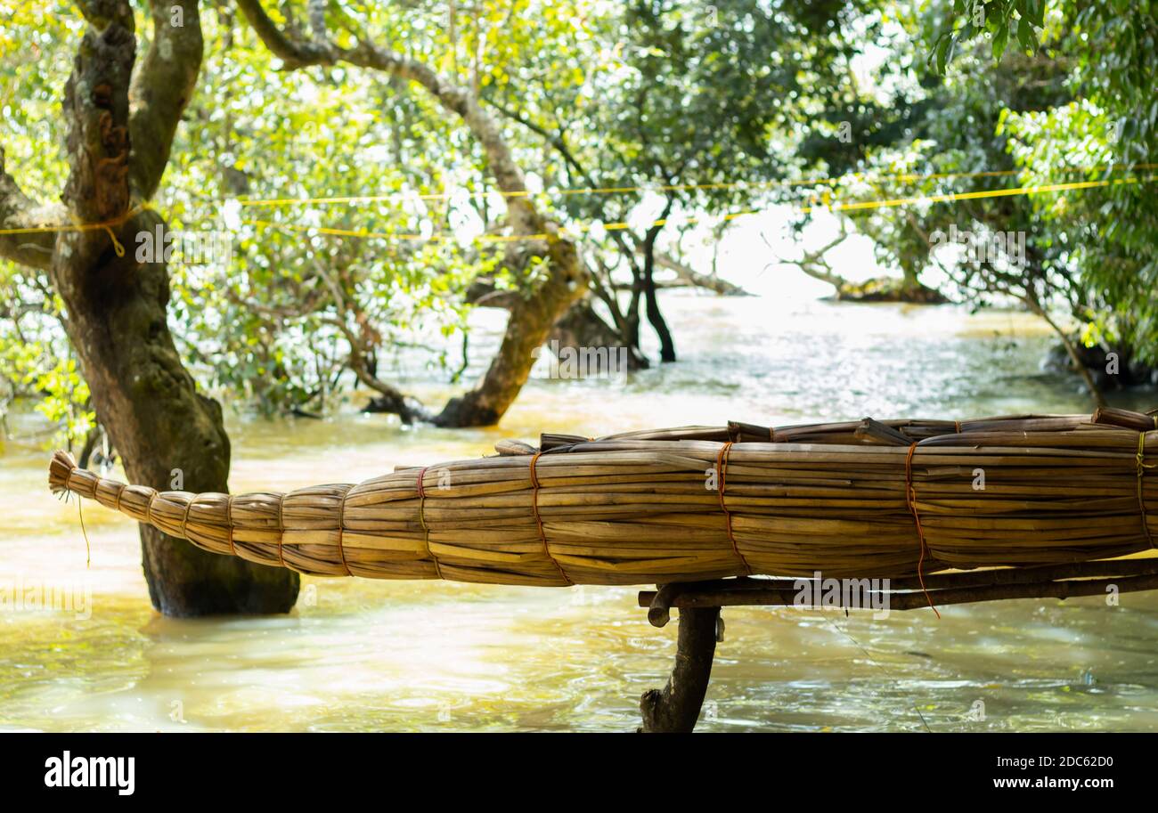 Traditional Ethiopian papyrus boat by lake Tana Stock Photo
