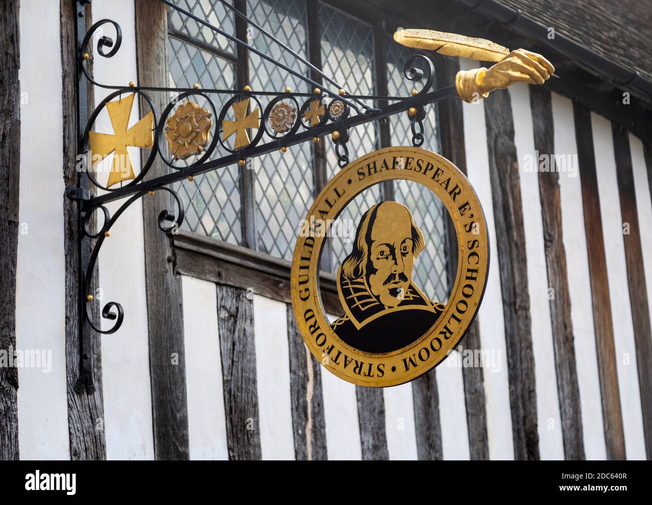 Sign William Shakespeare's Schoolroom, Stratford-upon-Avon, Warwickshire, England, UK Stock Photo