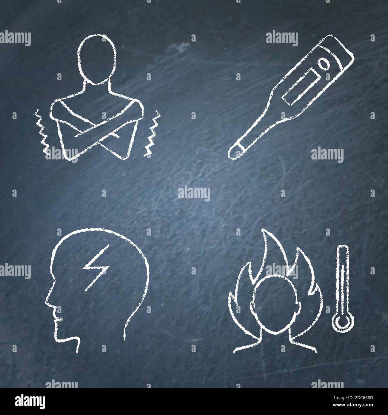 Chalkboard high temperature icon set in line style Stock Vector