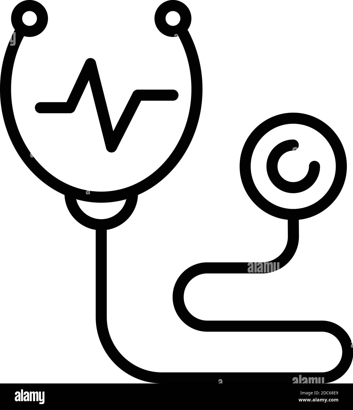 Heart rate stethoscope icon. Outline heart rate stethoscope vector icon