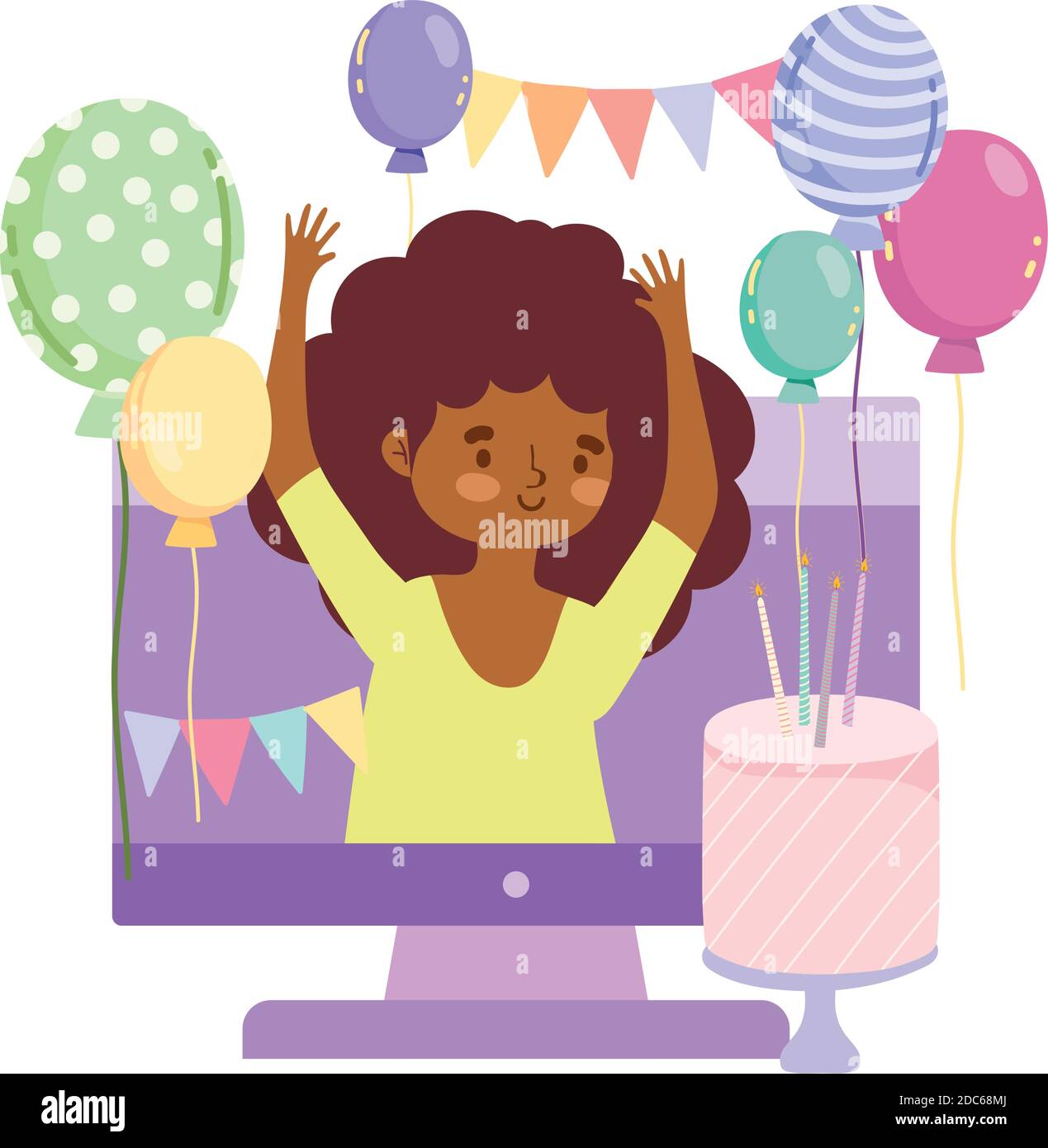 online party, happy girl in video celebrating birthday with cake vector illustration Stock Vector Image & Art - Alamy online party, happy girl in video celebrating birthday with cake vector illustration Stock Vector Image & Art - Alamy