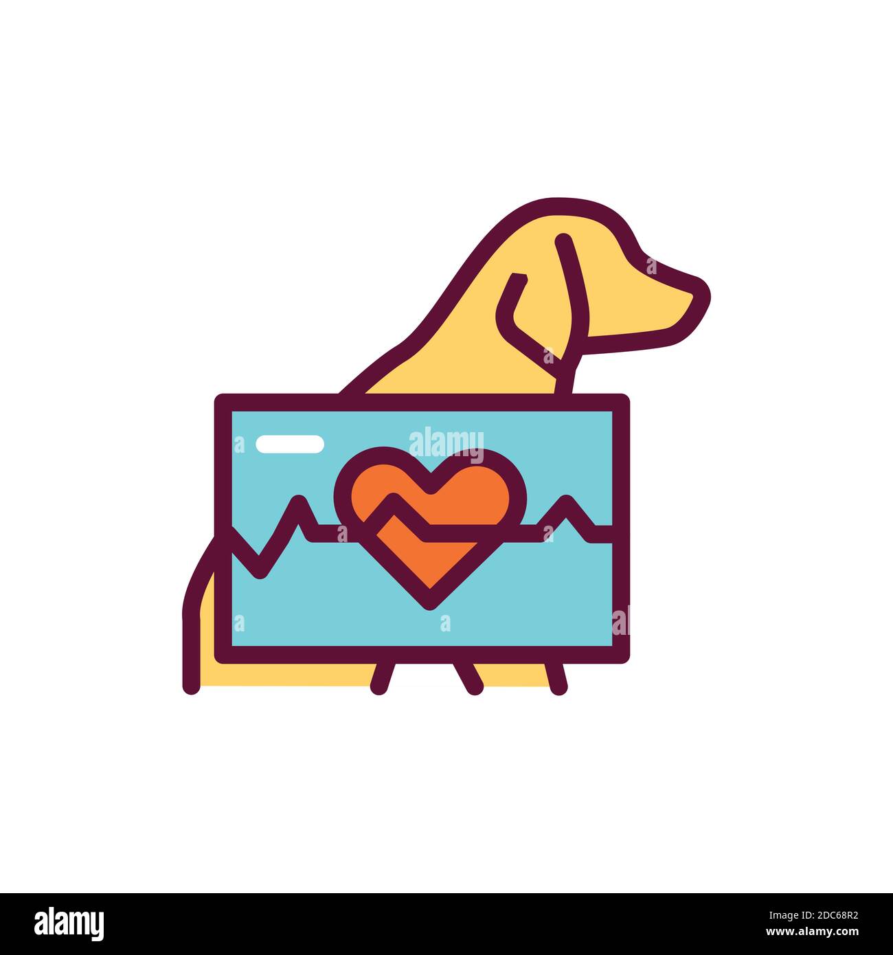 Animal cardiology color line icon. Isolated vector element. Outline pictogram for web page, mobile app, promo. Stock Vector