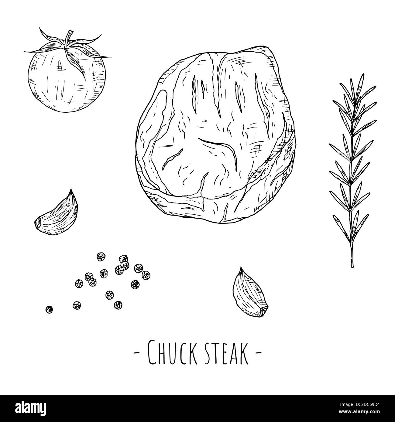 Chuck steak. Vector cartoon illustration. Isolated object on a white