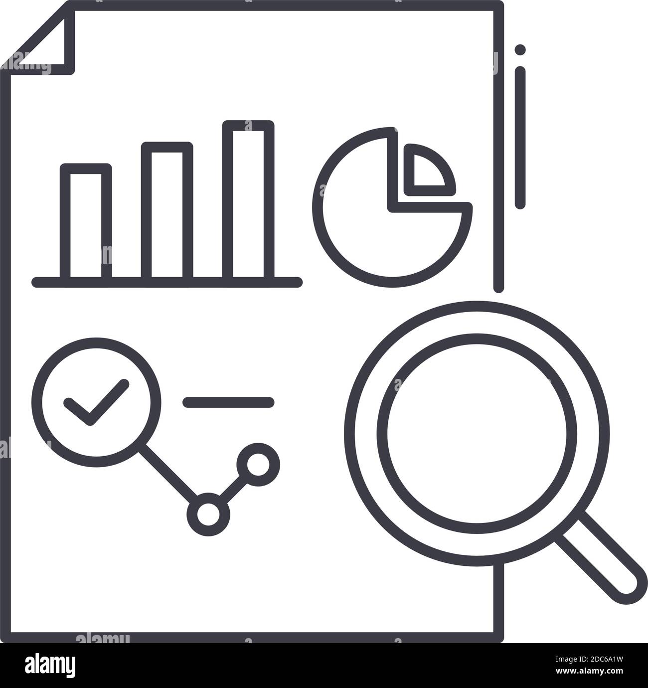 Data analytics report icon, linear isolated illustration, thin line ...