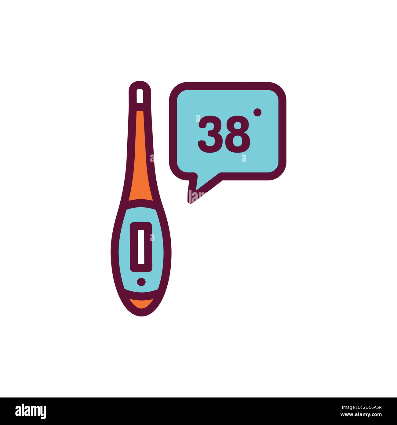 Thermometer measures temperature color line icon. Isolated vector element. Outline pictogram for web page, mobile app, promo. Stock Vector