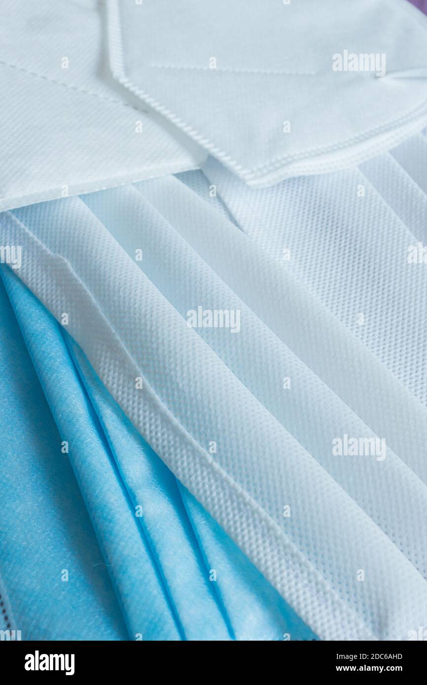 Different fabrics of facial masks for medical use. Personal protective
