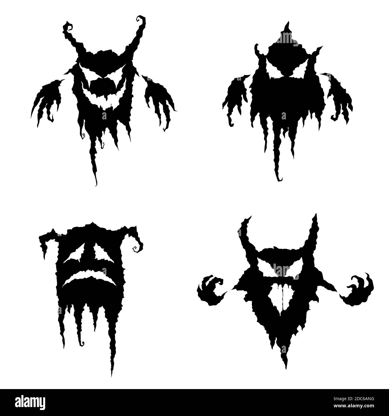 Ghosts. Vector cartoon illustrations. Isolated objects. Demons on a white background. Stock Vector