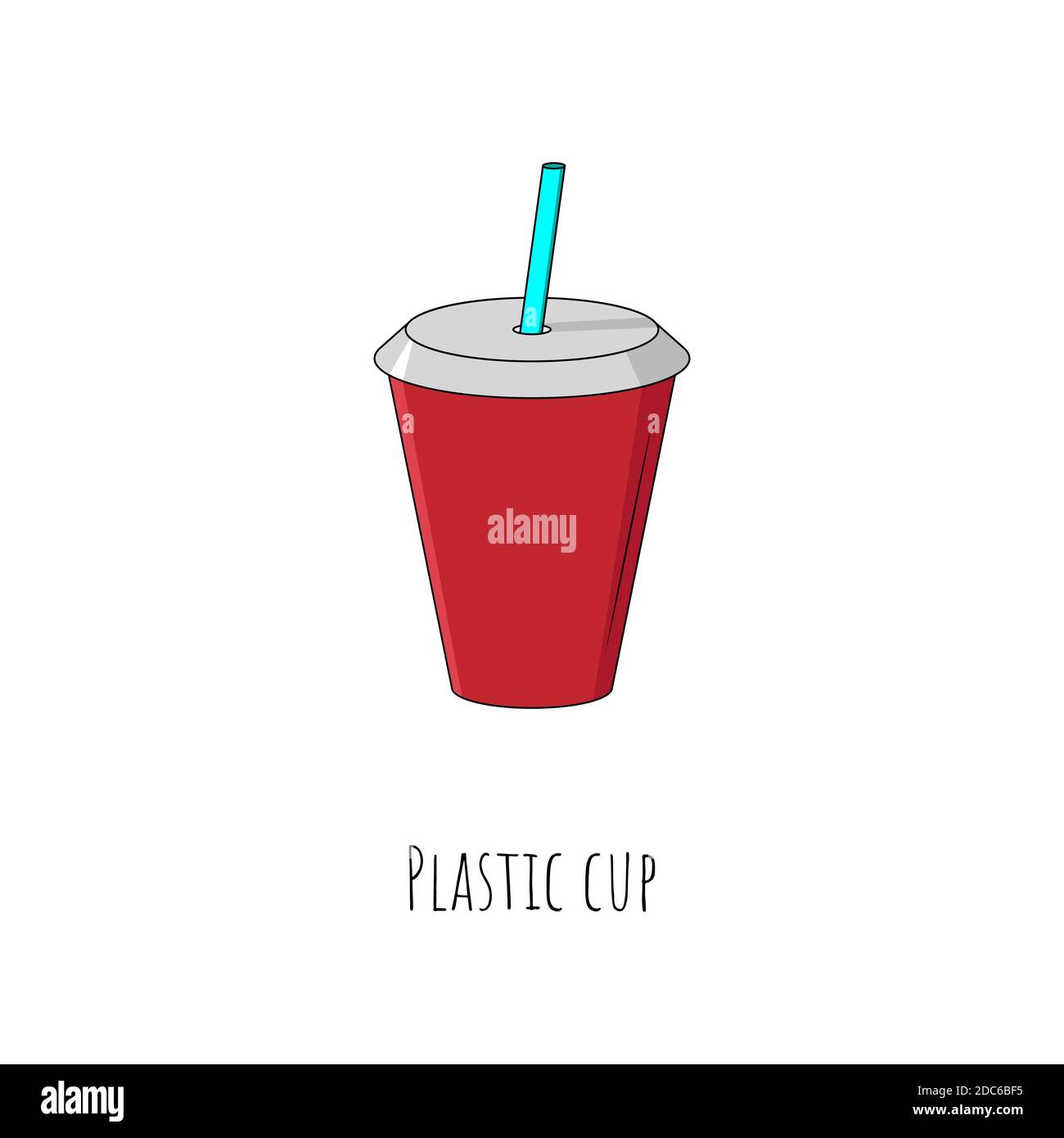 Cartoon Plastic Cup of Soda Drink with Straw, Vectors