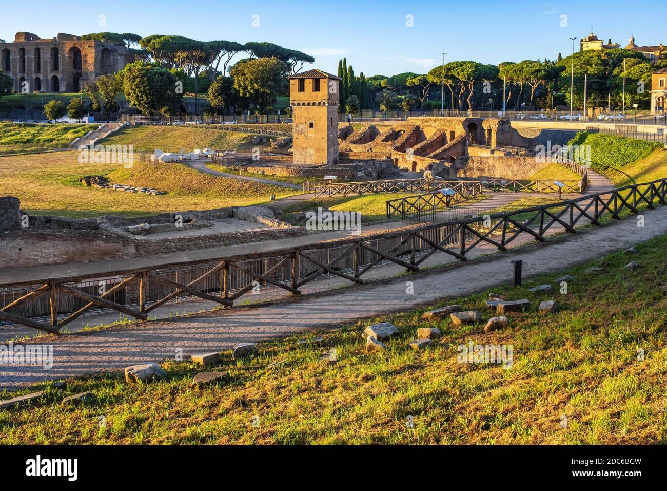 Rome, Italy - 2019/06/16: Archeological site, ruins remaining of the ...