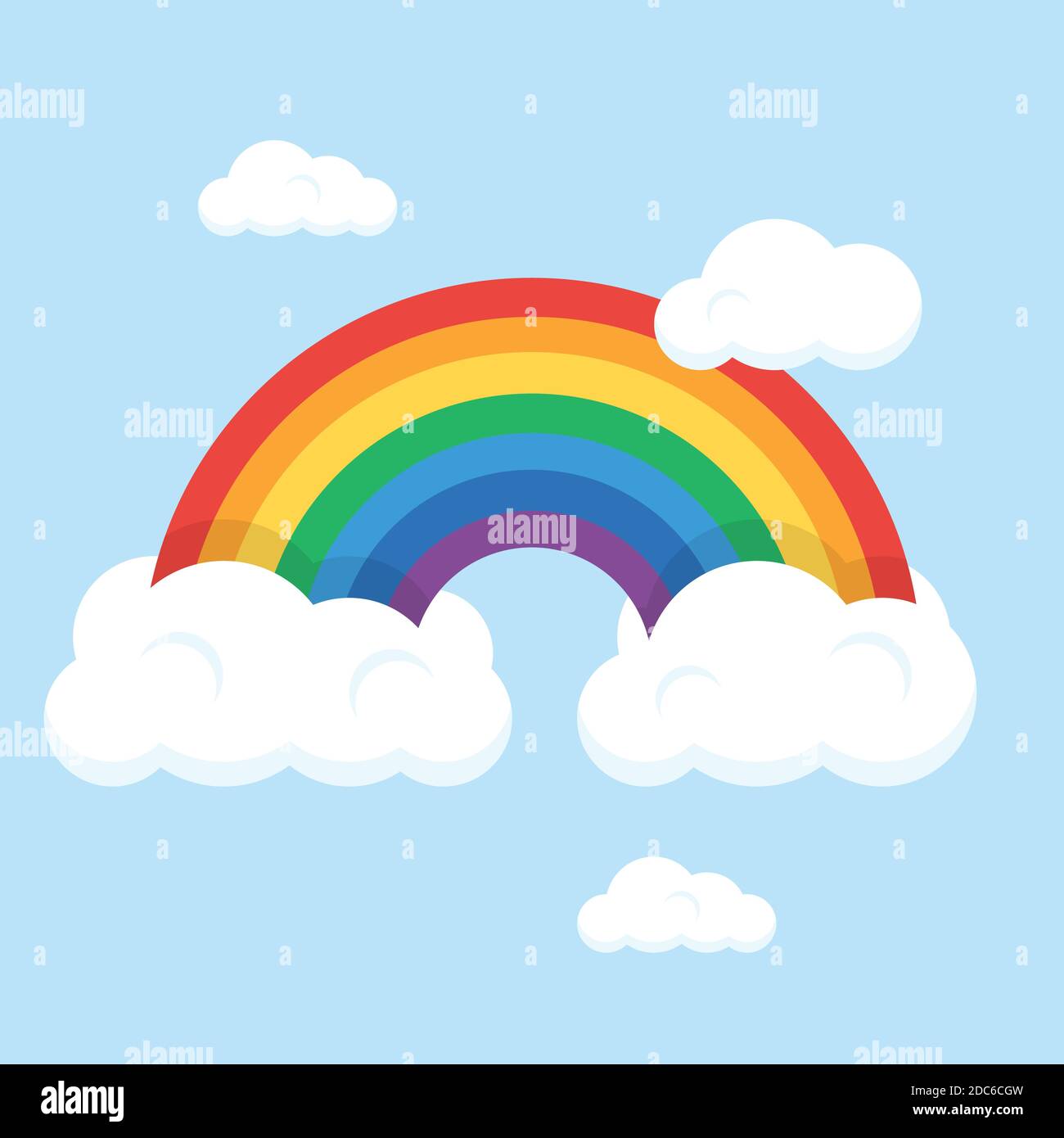 Flat style rainbow with clouds Vector illustration Stock Vector Image ...
