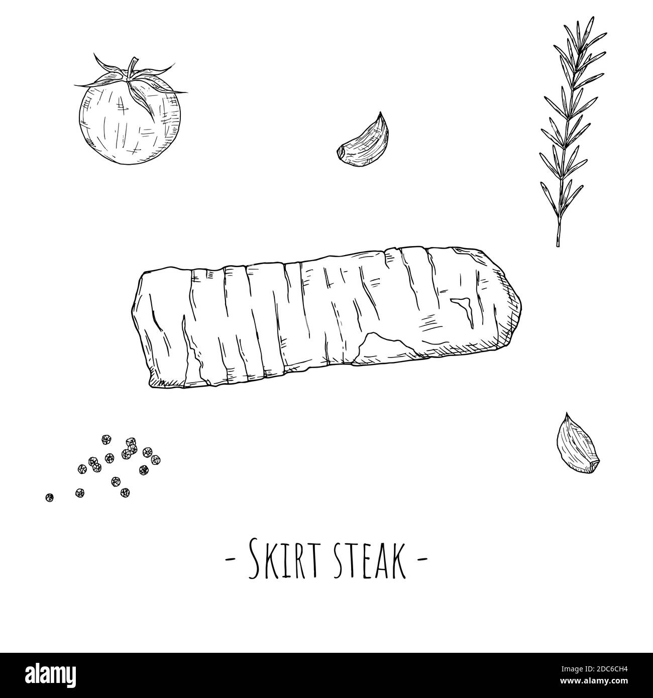 Skirt steak. Vector cartoon illustration. Isolated object on a white