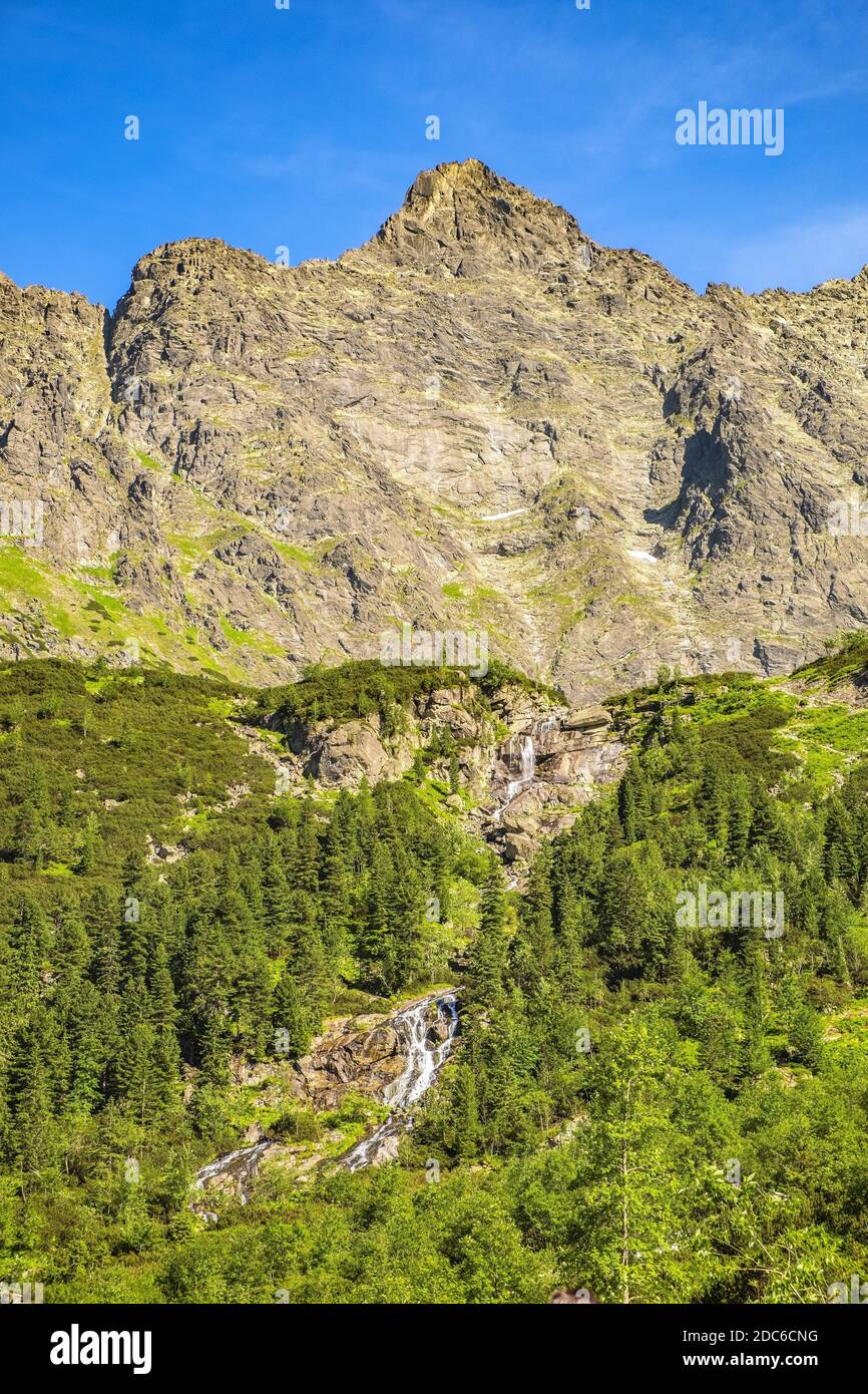 Lower Rysy - Niznie Rysy - and Rysy peaks rising above Czarny Staw pod ...