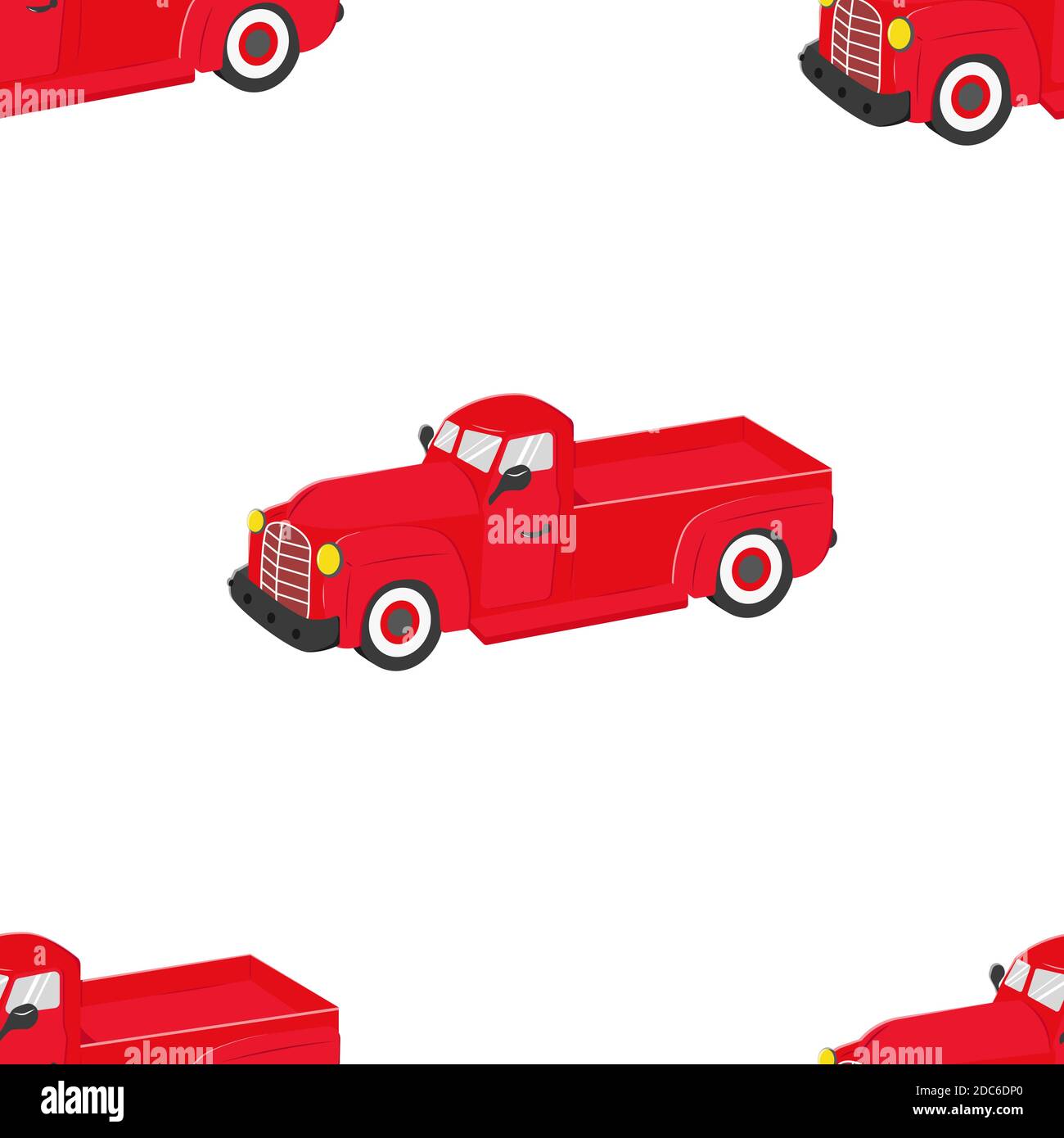 Seamless pattern of red cars. Vector cartoon background. Flat design. Stock Vector