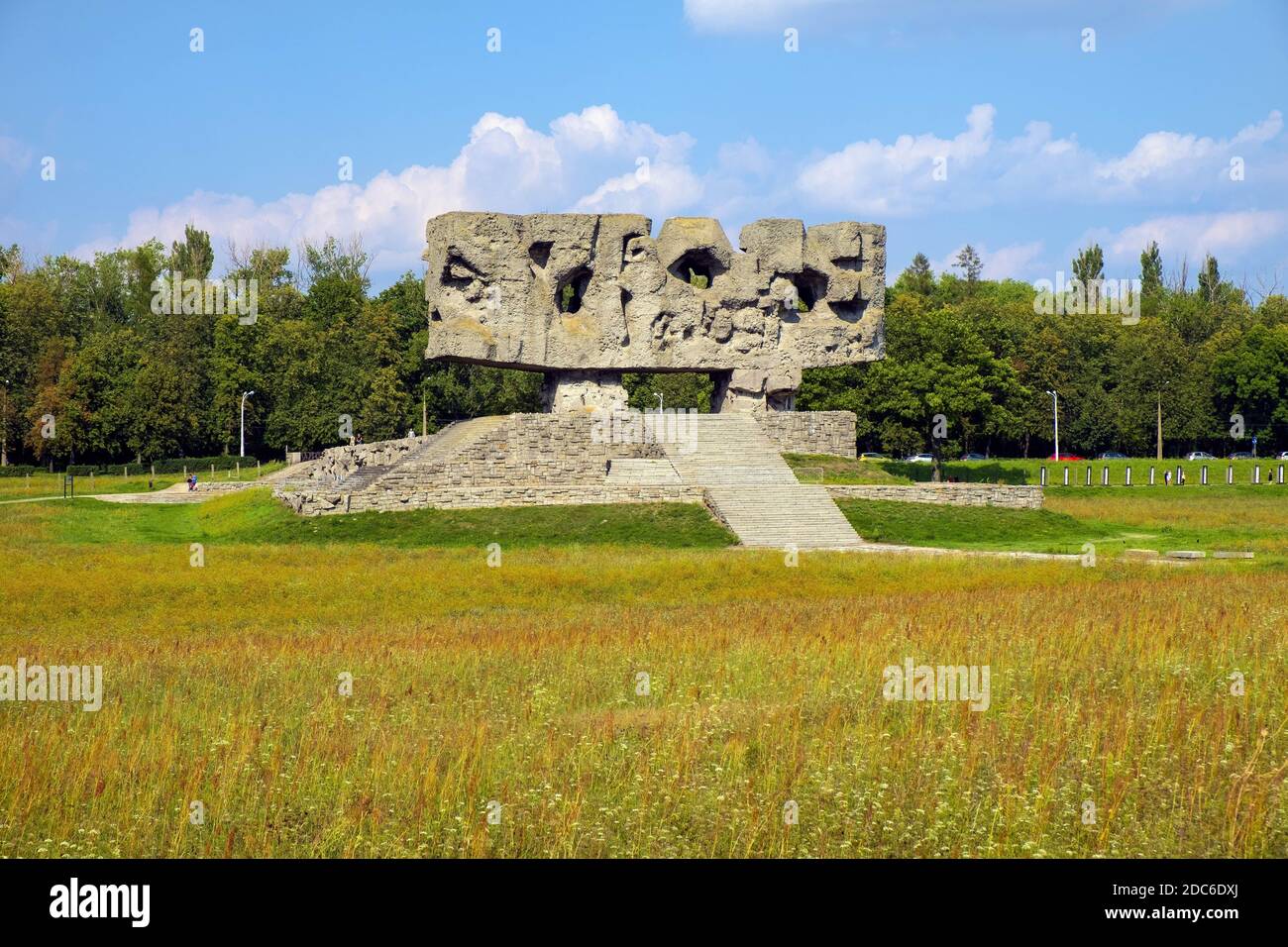 Lublin, Lubelskie / Poland - 2019/08/17: Panoramic view of the Majdanek KL Lublin Nazis concentration and extermination camp - Konzentrationslager Lub Stock Photo