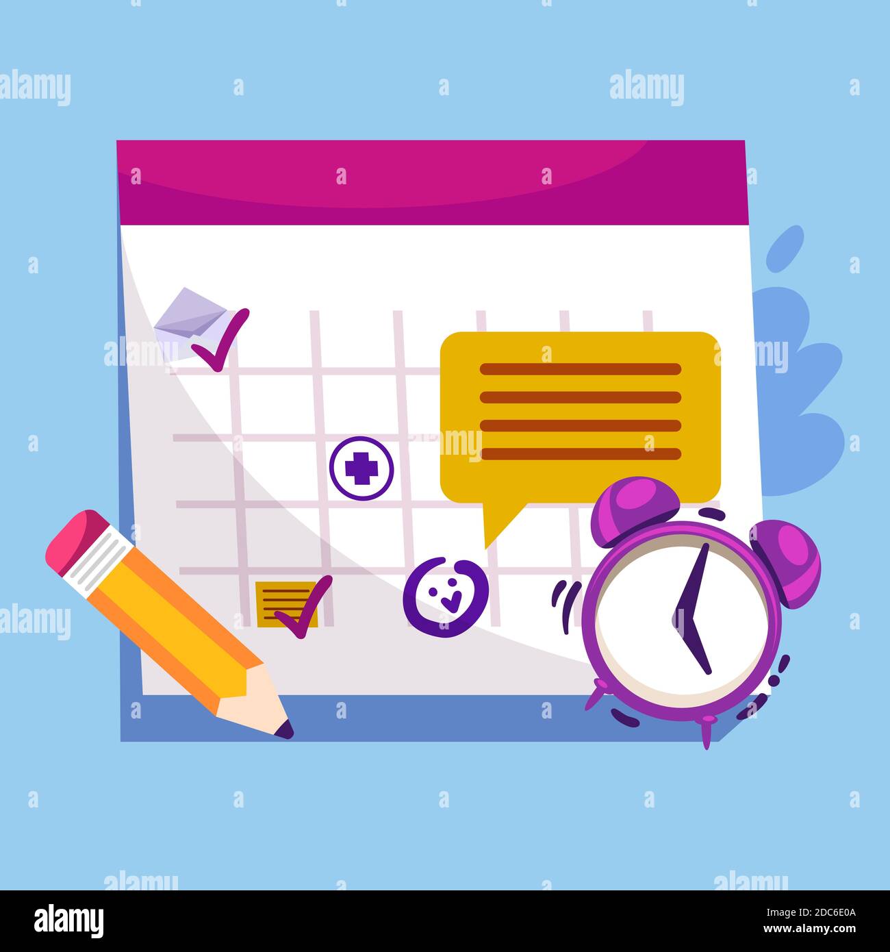 Appointment booking with calendar and clock Vector illustration Stock