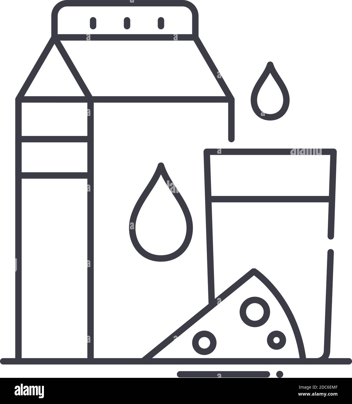 Dairy products icon, linear isolated illustration, thin line vector