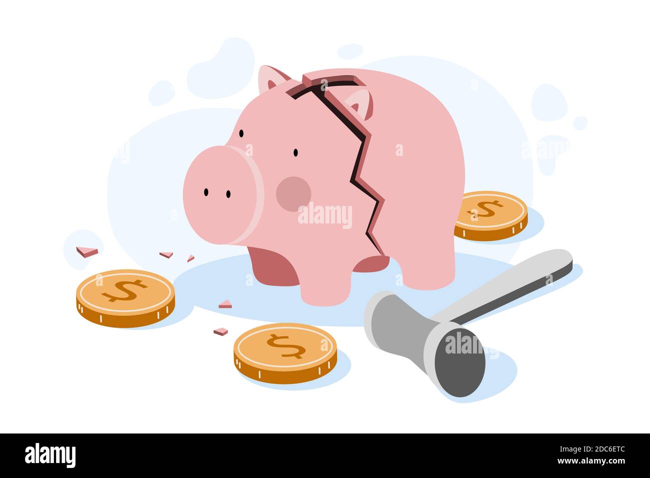Flat design bankruptcy with broken piggy bank Vector illustration Stock  Vector Image & Art - Alamy