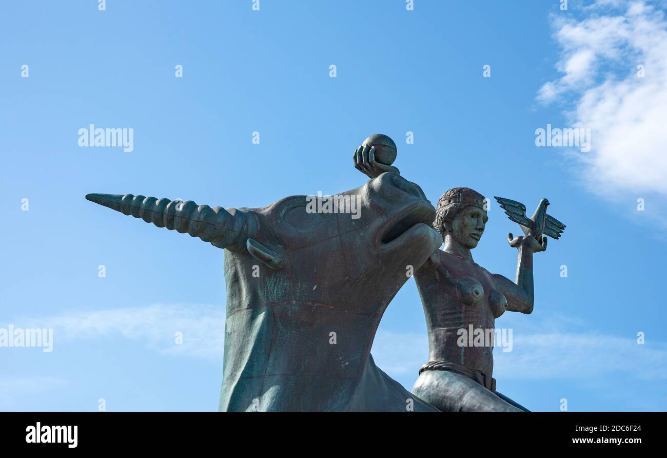 Agios Nikolaos, Crete, Greece 18 October, 2020. View on the Sculpture