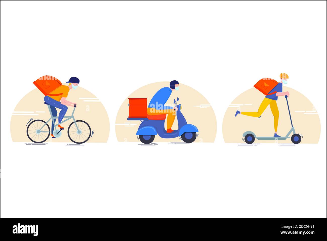 Delivery service with masks concept Vector illustration Stock Vector