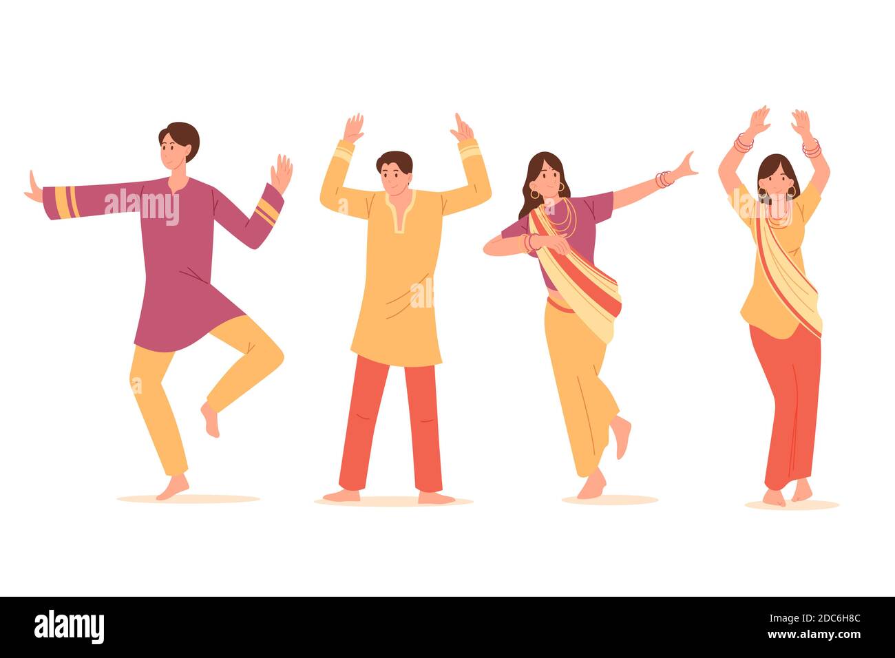 Creative bollywood party people dancing pack Vector illustration Stock Vector