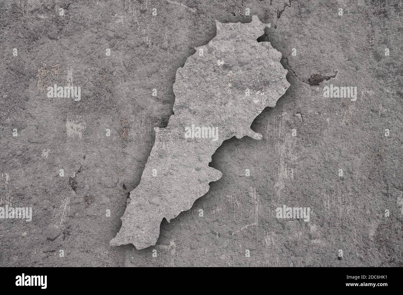 Map of Lebanon on weathered concrete Stock Photo - Alamy