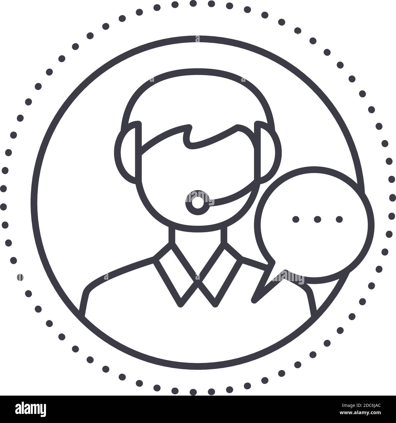 Customer service image icon, linear isolated illustration, thin line