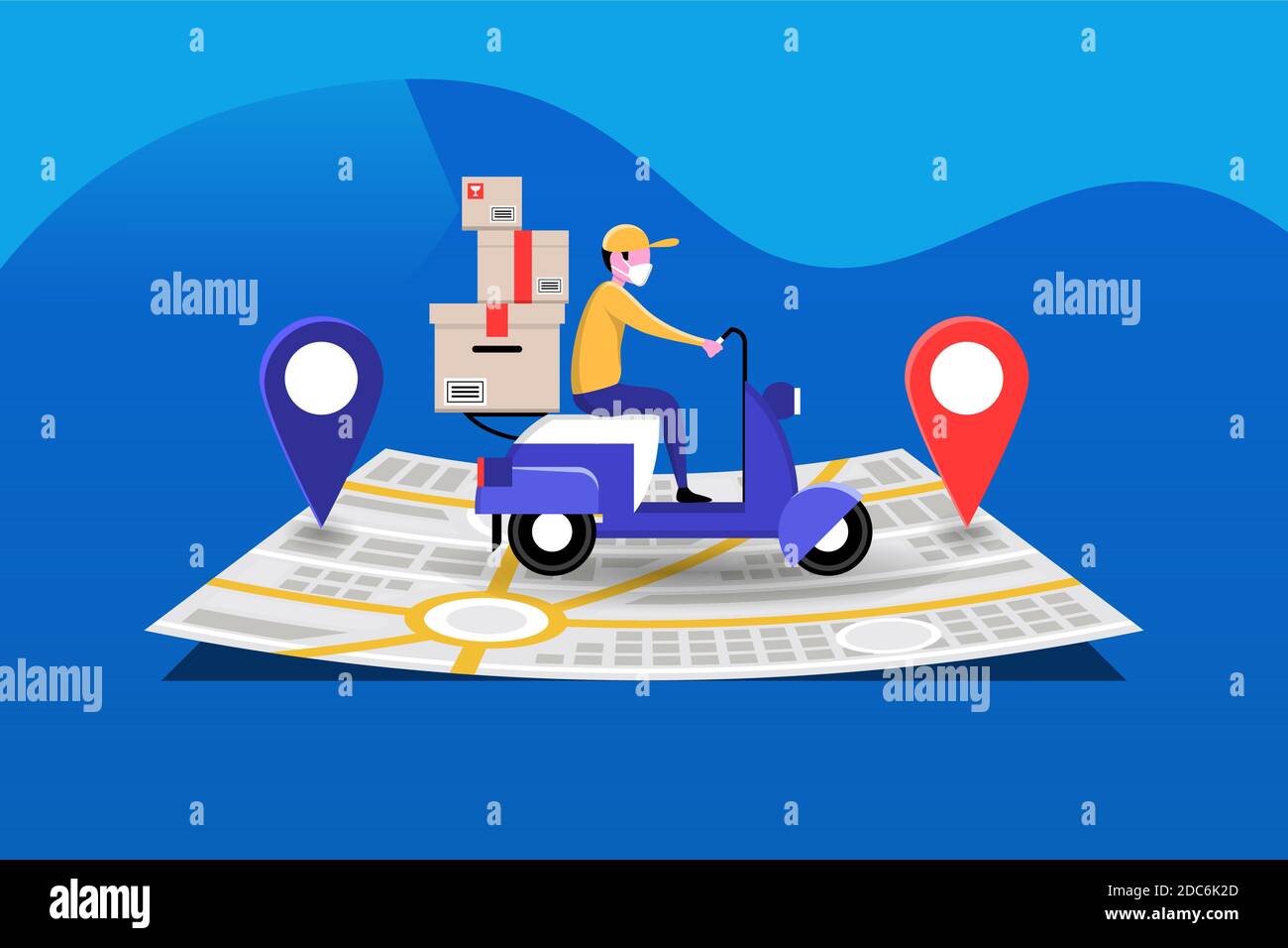 Delivery service with masks concept Vector illustration Stock Vector