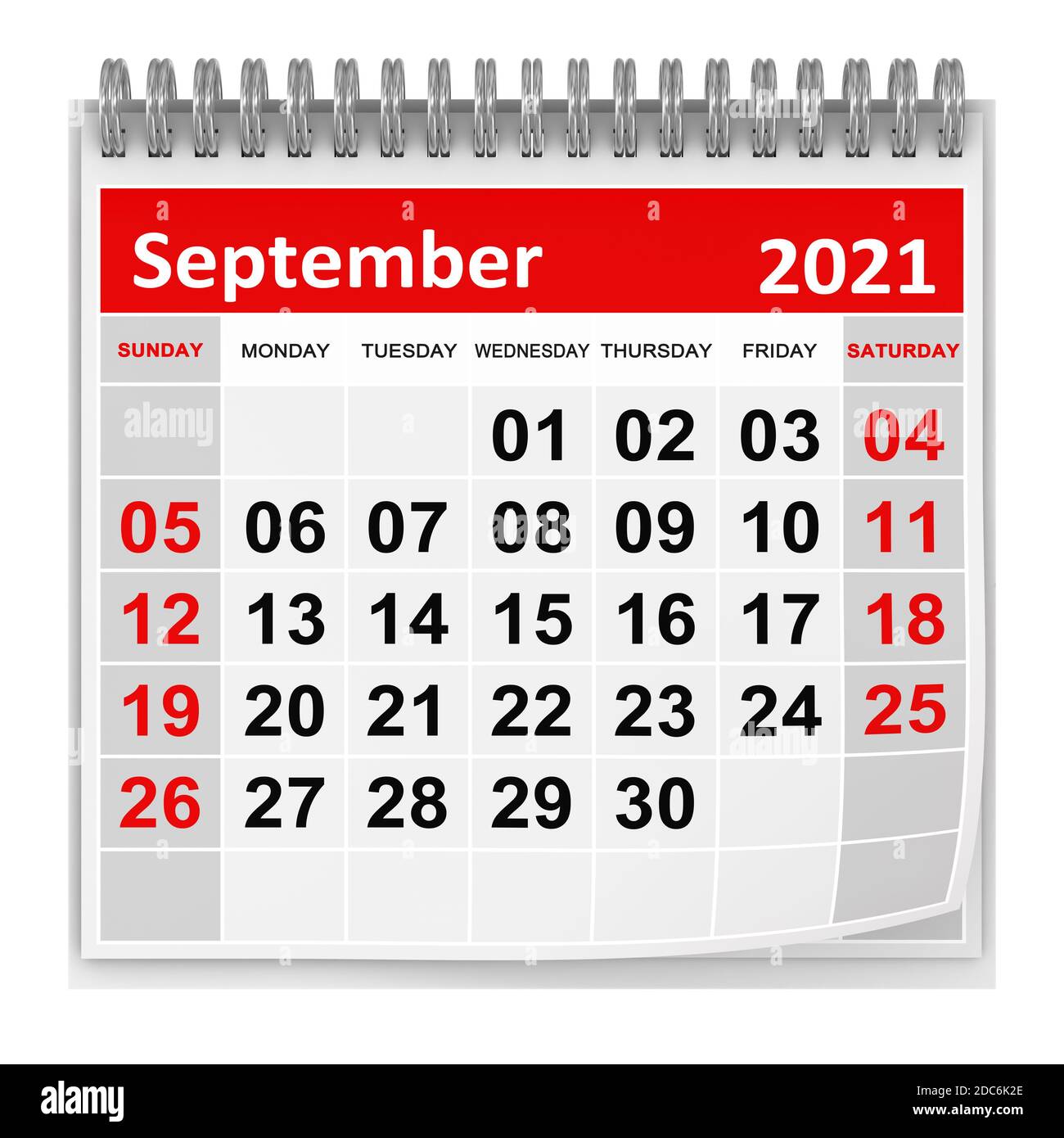 September 2021 , This is a 3d rendered computer generated image. Isolated on white. Stock Photo