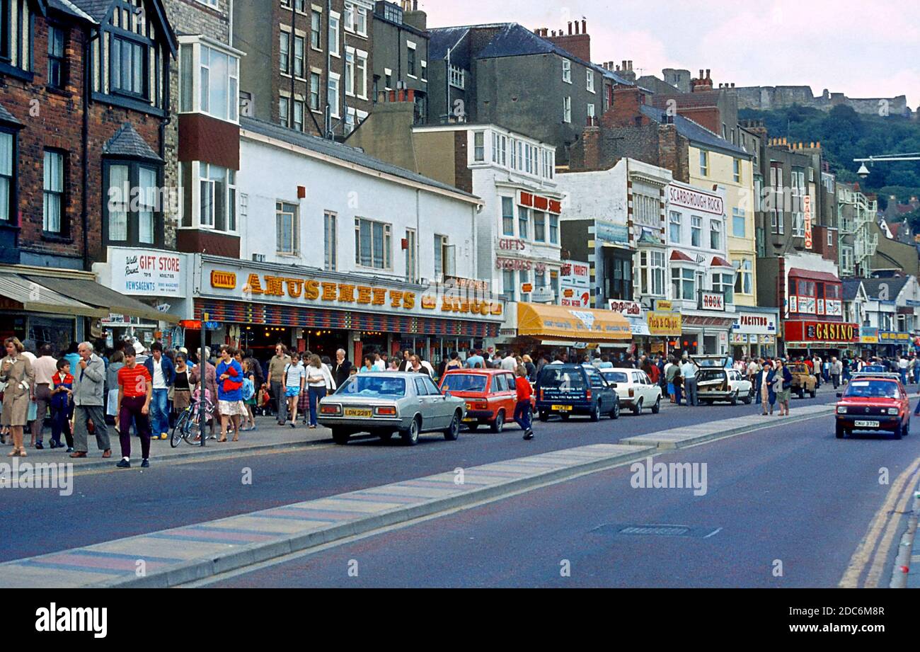 North Yorkshire town Scarborough sea front in the summer of August 1981 Stock Photo
