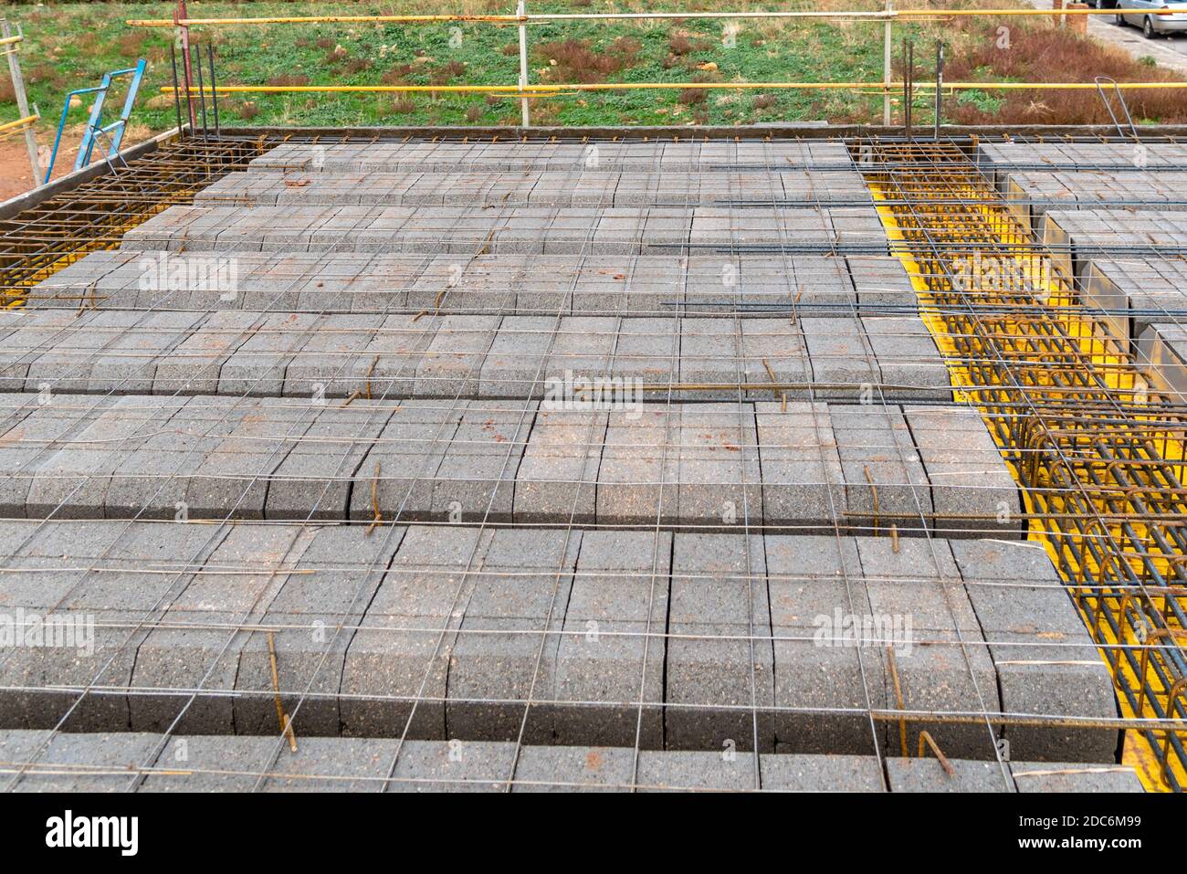 Detail of reinforced concrete slab with lightweight concrete blocks