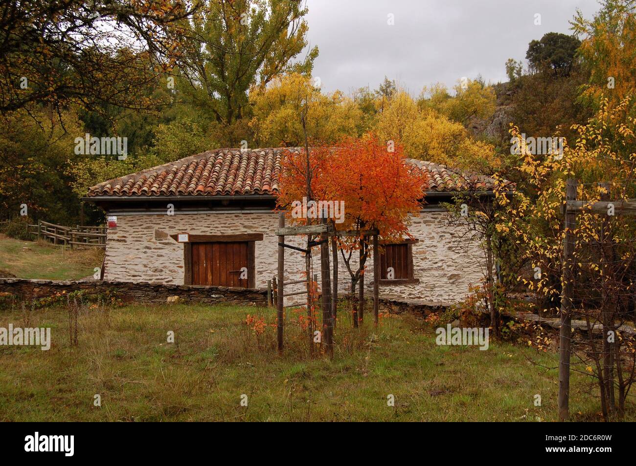 View of the flour mill of La Hiruela, within one of the hiking trails, in the Community of Madrid, Spain Stock Photo