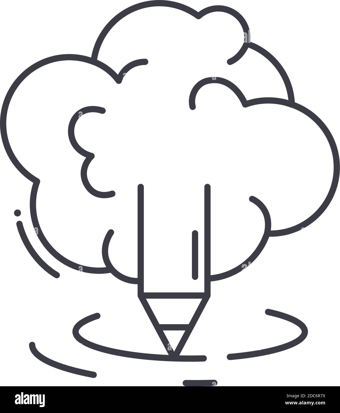 Creative brain icon, linear isolated illustration, thin line vector ...