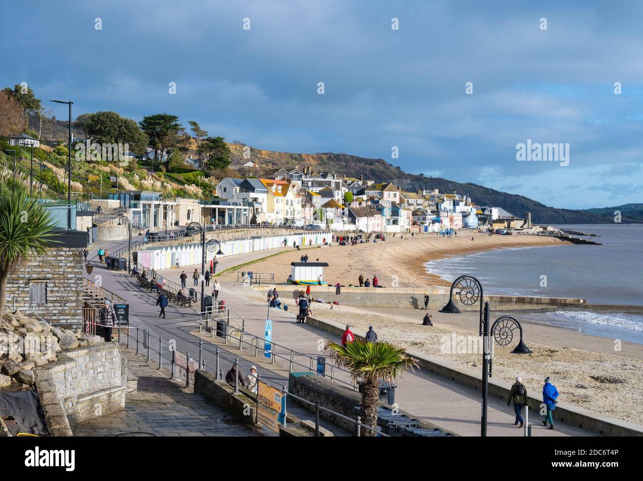Lyme Regis, Dorset, UK. 19th Nov, 2020. UK Weather: Bright sunny spells at the seaside resort of Lyme Regis. Locals enjoy a brief respite from the dull and wet weather. Credit: Celia McMahon/Alamy Live News Stock Photo