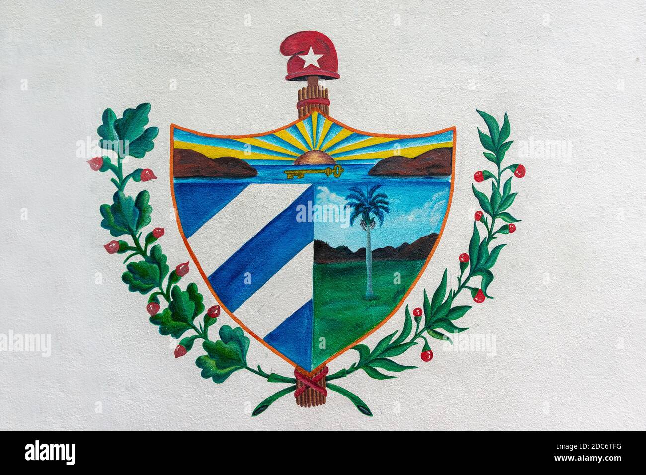 Cuban national symbol, coat of arms Stock Photo