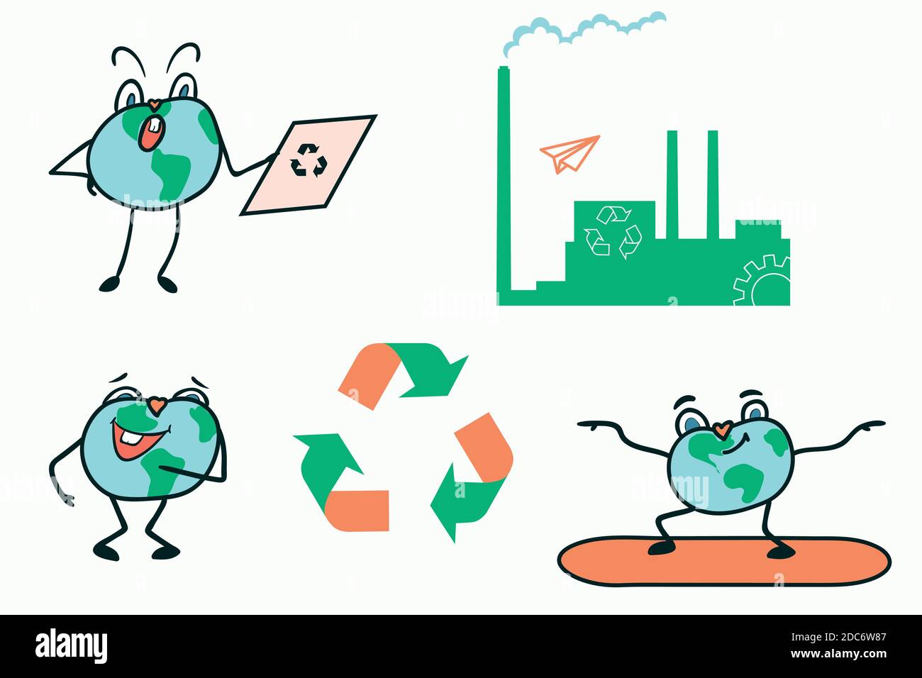set of planet and ecology stickers. Stock Vector